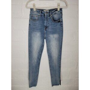 Risen Jeans Women's Junior's Size 7 Jeans Fade Out Skinny Side Slit Raw Hem